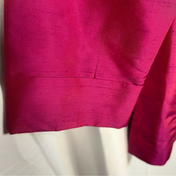 Vintage Rafaella Y2K 90s Iridescent Magenta 100% Silk Button Up Blazer Jacket 10 - Picture 5 of 10